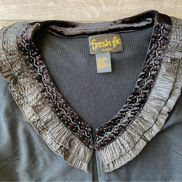 Fresh Fx Beaded Ruffles Open Front Cropped  Cardigan - Picture 5 of 14